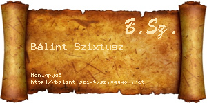 Bálint Szixtusz névjegykártya